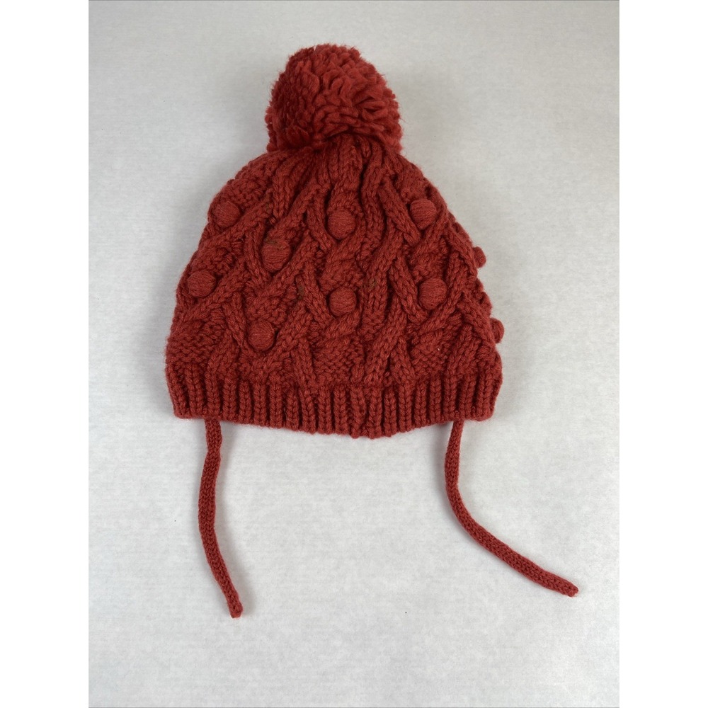 Zara Kids Knit Bennie With Pom, One Size Fits Most, Red - Picture 2 of 3